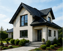 Einfamilienhaus mit weißer Fassade